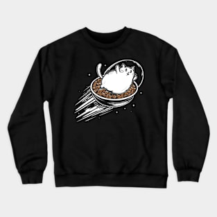 Galactic Feast: Happy Cat in Space Bowl Crewneck Sweatshirt
